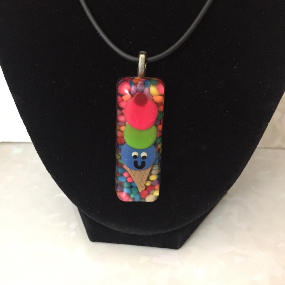 Necklace with Ice cream cone colorful pendantt